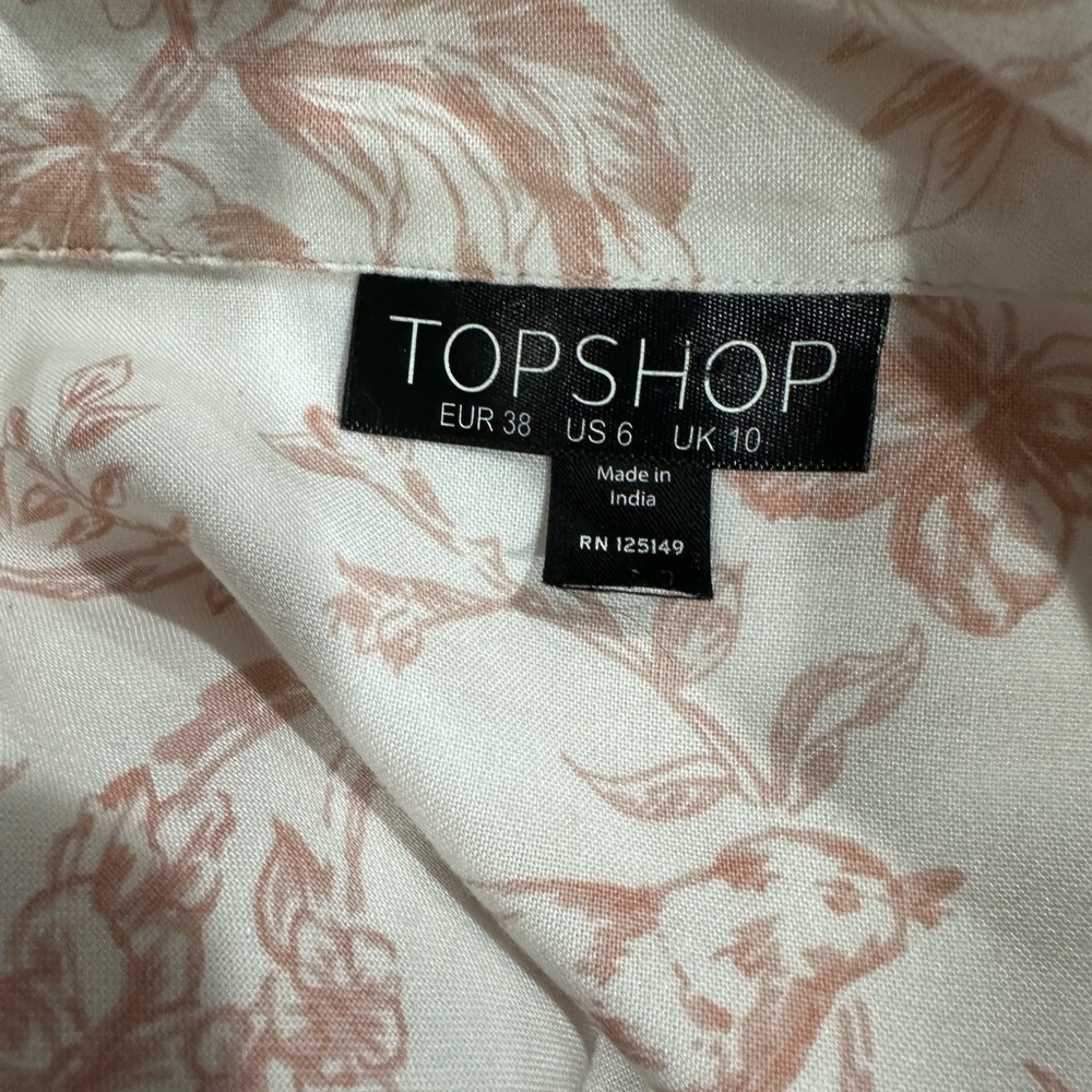 Topshop Bird Printed Pajama Top Sz 6 - Picture 8 of 8